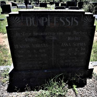 PLESSIS Hendrik Adriaan, du 1876-1959 &amp; Anna Sophia 1881-1960