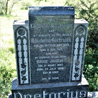 PRETORIUS Willem Jacobus 1892-1950 &amp; Wilhelmina Gertruida DE WITT 1885-1933