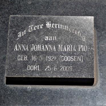 PIO Anna Johanna Maria nee GOOSEN 1921-2009