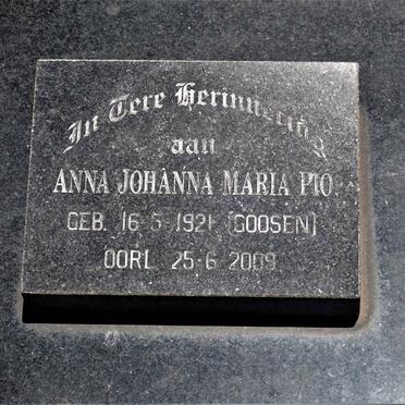 PIO Anna Johanna Maria nee GOOSEN 1921-2009
