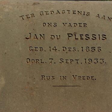 PLESSIS Jan, du 1856-1933