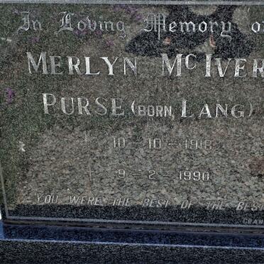 PURSE Merlyn McIver nee LANG 1918-1990