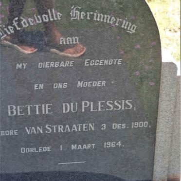 PLESSIS Willem, du 1900-1983 &amp; Bettie VAN STRAATEN 1900-1964
