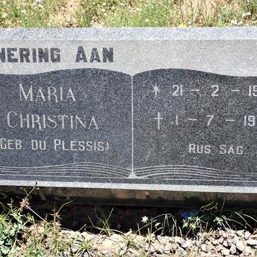 PLESSIS Frederick Jacobus, du 1904-1973 &amp; Maria Christina DU PLESSIS 1904-1978