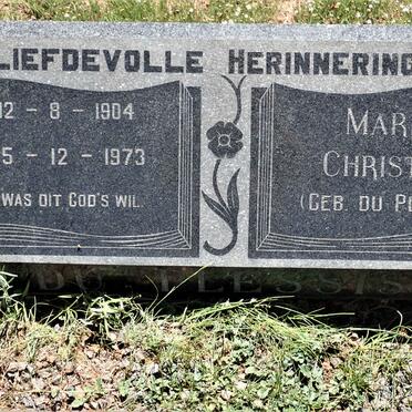 PLESSIS Frederick Jacobus, du 1904-1973 &amp; Maria Christina DU PLESSIS 1904-1978