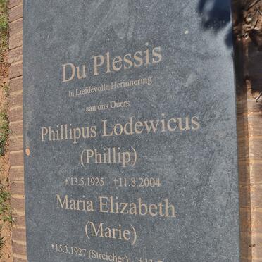 PLESSIS Phillipus Lodewicus, du 1925-2004 &amp; Maria Elizabeth STREICHER 1927-2003