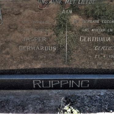RUPPING Jasper Gerhardus 1924-2012 &amp; Gertruida J.M. 1925-1985