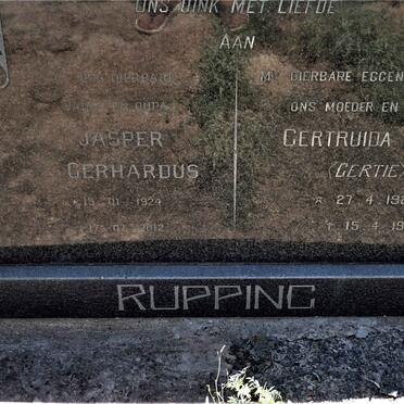 RUPPING Jasper Gerhardus 1924-2012 &amp; Gertruida J.M. 1925-1985
