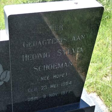 SCHOEMAN Abraham Jacobus 1903-1967 &amp; Hedwig Sylvia HOPE 1904-1977