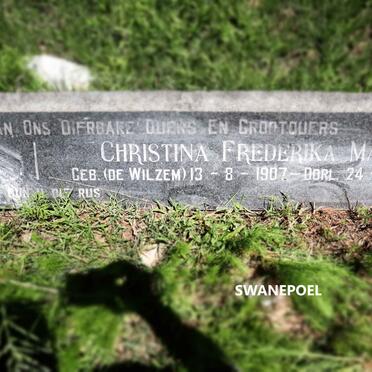 SWANEPOEL Willem Petrus Johannes 1895-1956 &amp; Christina Frederika Maria DE WILZEM 1907-1966