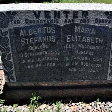 VENTER Albertus Stefanus -1942 &amp; Maria Elizabeth WELGEMOED -1954