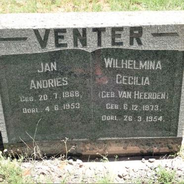 VENTER Jan Andries 1868-1953 &amp; Wilhelmina Cecilia VAN HEERDEN 1873-1954