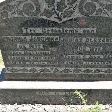WIT Josias Alexander, de 1863-1942 &amp; Hendrina Jacomina HATTINGH 1868-1949
