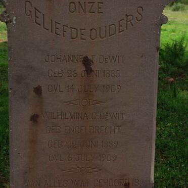 WIT Johannes F., de  1835-1909 &amp; Wilhelmina G. ENGELBRECHT 1839-1909
