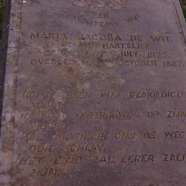 WIT Maria Jacoba, de nee HARTSLIEF 1825-1887