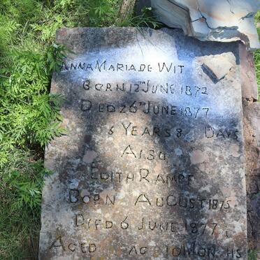 WIT Anna Maria, de 1872-1877 :: RAMPF Edith 1875-1877 :: RAMPF August 1881-1881