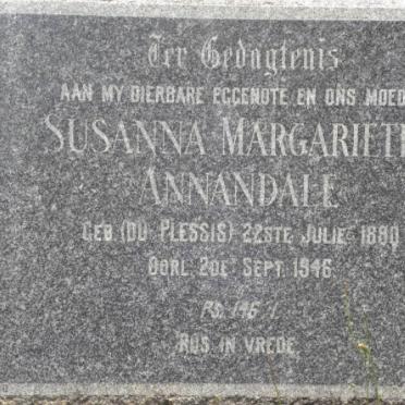 ANNANDALE Susanna Margarietha nee DU PLESSIS 1880-1946