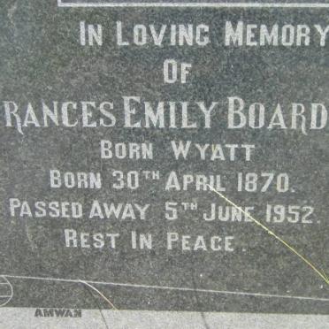 BOARDMAN Frances Emily nee WYATT 1870-1952