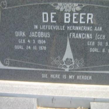 BEER Dirk Jacobus, de 1904-1978 &amp; Francina BRUMMER 1906-1981
