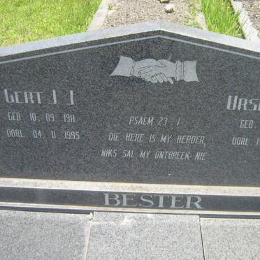 BESTER Gert J.J. 1911-1995 &amp; Ursila M.S. 1911-1996