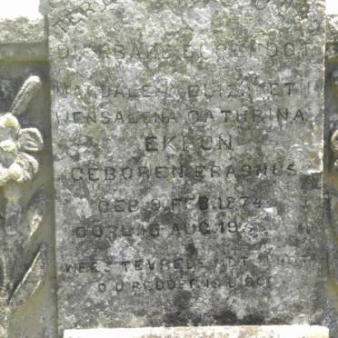 EKRON Magdalena Elizabeth Ensalena Cathrina nee ERASMUS 1874-19??
