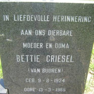 GRIESEL Braam 1904-1973 &amp; Bettie VAN BUUREN 1924-1985