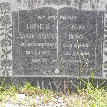 HAYES George Henry 1887-1954 &amp; Cornelia Sarah Johanna OOSTHUYSEN 1890-1954