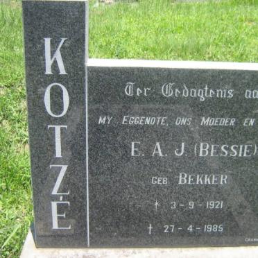 KOTZE E.A.J. nee BEKKER 1921-1985