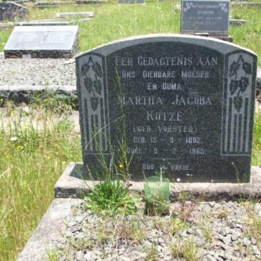 KOTZE Martha Jacoba nee VORSTER 1892-1965