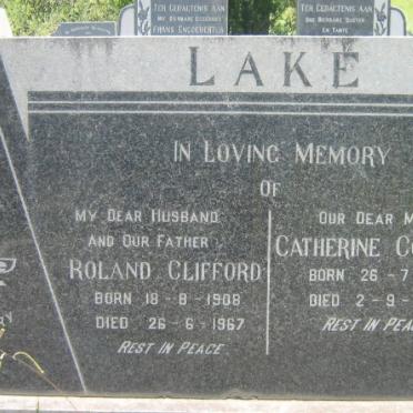 LAKE Roland Clifford 1908-1967 &amp; Catherine Cornelia 1910-1992