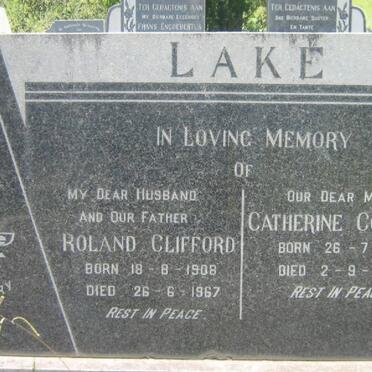 LAKE Roland Clifford 1908-1967 &amp; Catherine Cornelia 1910-1992