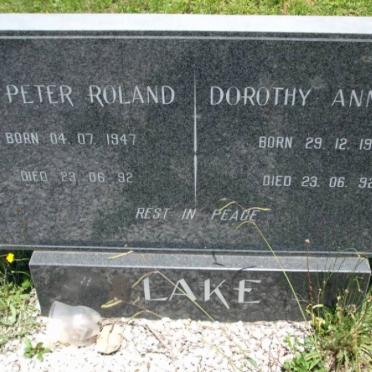 LAKE Peter Roland 1947-1992 &amp; Dorothy Ann 1949-1992