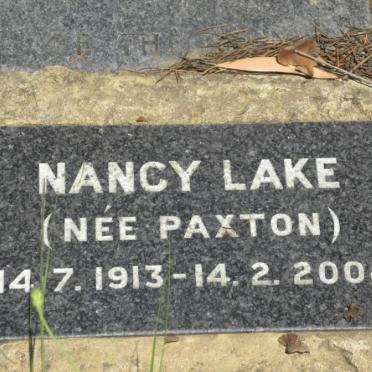 LAKE Nancy nee PAXTON 1913-2004