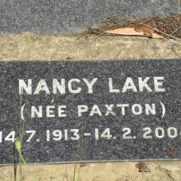 LAKE Nancy nee PAXTON 1913-2004