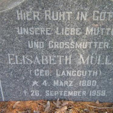 MULLER Elisabeth nee LANGCUTH 1880-1959