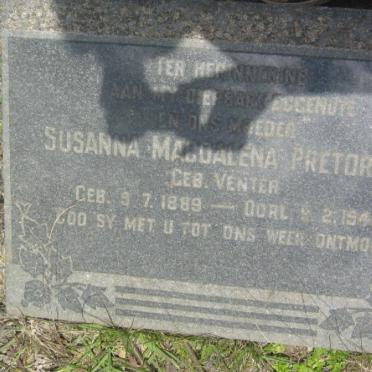 PRETORIUS Susanna Magdalena nee VENTER 1889-1941