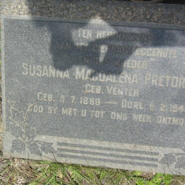 PRETORIUS Susanna Magdalena nee VENTER 1889-1941