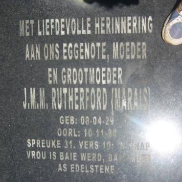 RUTHERFORD J.M.M. nee MARAIS 1929-1998