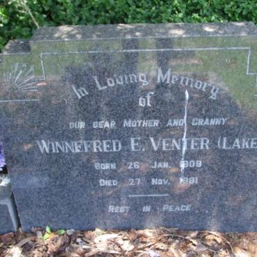 VENTER Winnefred E. nee LAKE 1909-1981