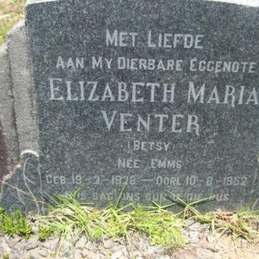 VENTER Elizabeth Maria nee EMMS 1928-1952
