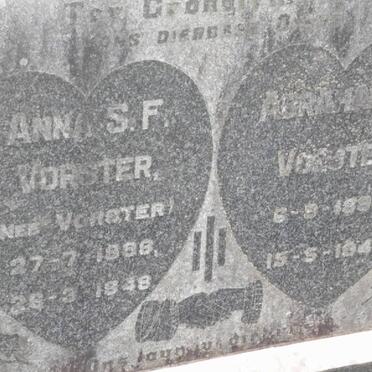 VORSTER Abraham J. 1882-1943 &amp; Anna S.F. VORSTER 1888-1948