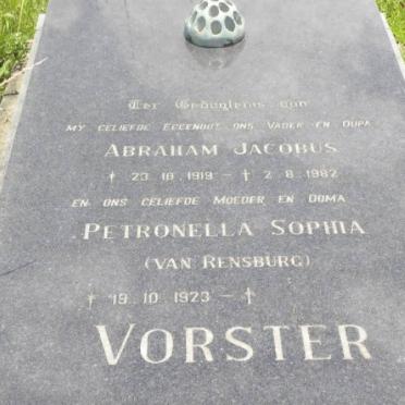 VORSTER Abraham Jacobus 1919-1982 &amp; Petronella Sophia VAN RENSBURG 1923-
