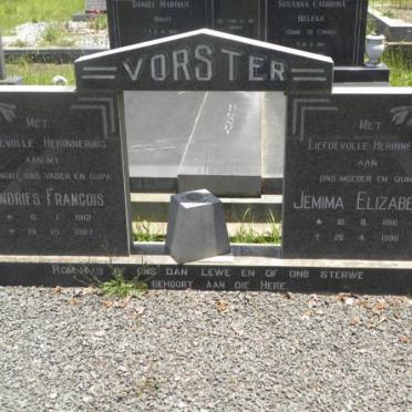VORSTER Andries Francois 1912-1987 &amp; Jemima Elizabeth 1916-1996