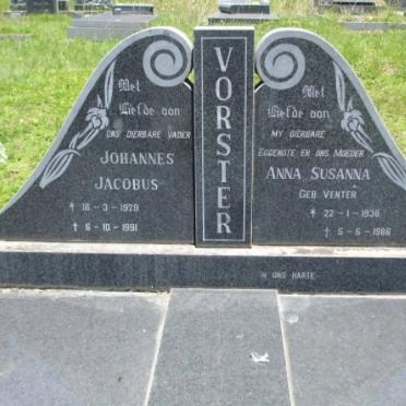 VORSTER Johannes Jacobus 1929-1991 &amp; Anna Susanna VENTER 1938-1986