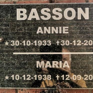 BASSON Annie 1933-2009 :: BASSON Maria 1938-2009