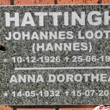 HATTINGH Johannes Loots 1926-1999 &amp; Anna Dorothea 1932-2015
