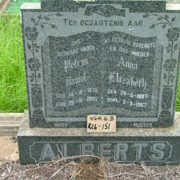 ALBERTS Petrus Daniel 1879-1985 &amp; Anna Elizabeth 1887-1963