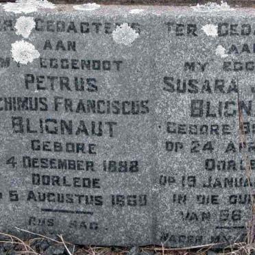 BLIGNAUT Petrus Jochimus Franciscus 1888-1960 &amp; Susara Jacoba BLIGNAUT 1895-1952