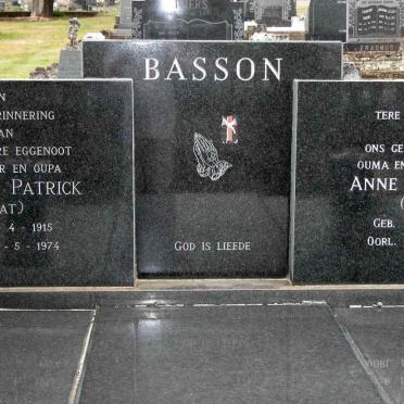 BASSON Stephen Patrick 1915-1974 &amp; Anne Elizabeth 1919-1995