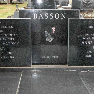 BASSON Stephen Patrick 1915-1974 &amp; Anne Elizabeth 1919-1995